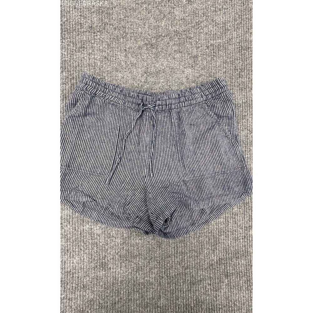 J.Crew Women's Blue White Striped Linen Blend Drawstring Elastic‎ Waist Shorts S